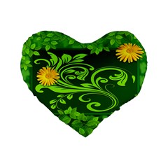 Background Texture Green Leaves Standard 16  Premium Flano Heart Shape Cushions by Sapixe