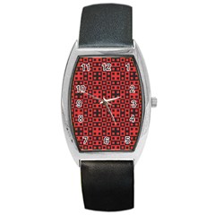 Abstract Background Red Black Barrel Style Metal Watch by Sapixe