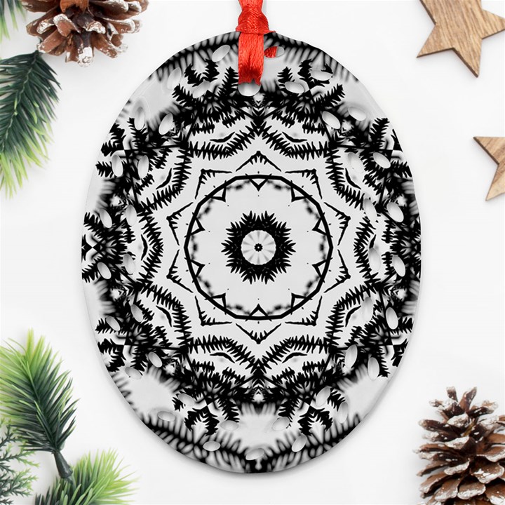 Abstract Pattern Fractal Oval Filigree Ornament (Two Sides)