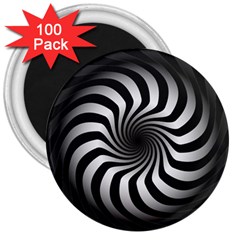 Art Optical Black White Hypnotic 3  Magnets (100 Pack) by Sapixe