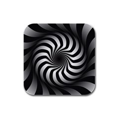 Art Optical Black White Hypnotic Rubber Square Coaster (4 Pack)  by Sapixe