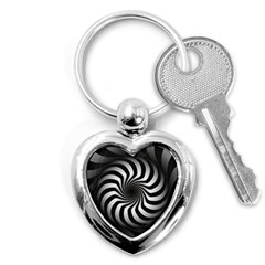 Art Optical Black White Hypnotic Key Chains (heart)  by Sapixe