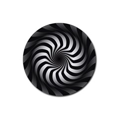 Art Optical Black White Hypnotic Rubber Coaster (round)  by Sapixe