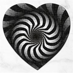 Art Optical Black White Hypnotic Jigsaw Puzzle (heart) by Sapixe