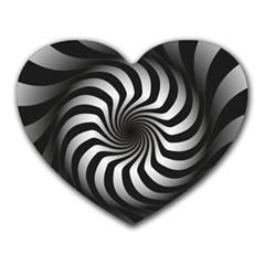 Art Optical Black White Hypnotic Heart Mousepads by Sapixe