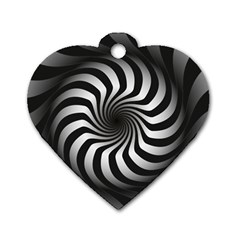 Art Optical Black White Hypnotic Dog Tag Heart (two Sides) by Sapixe