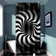 Art Optical Black White Hypnotic Shower Curtain 36  X 72  (stall)  by Sapixe