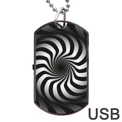 Art Optical Black White Hypnotic Dog Tag Usb Flash (two Sides) by Sapixe