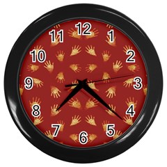 Primitive Art Hands Motif Pattern Wall Clocks (black) by dflcprints