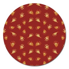 Primitive Art Hands Motif Pattern Magnet 5  (round) by dflcprints