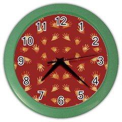 Primitive Art Hands Motif Pattern Color Wall Clocks by dflcprints