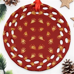 Primitive Art Hands Motif Pattern Ornament (round Filigree) by dflcprints