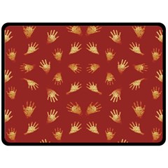 Primitive Art Hands Motif Pattern Double Sided Fleece Blanket (large)  by dflcprints