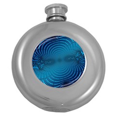 Background Brush Particles Wave Round Hip Flask (5 Oz) by Sapixe