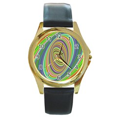 Ellipse Background Elliptical Round Gold Metal Watch by Sapixe