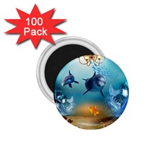 Dolphin Art Creation Natural Water 1 75  Magnets (100 Pack)  by Sapixe