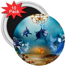 Dolphin Art Creation Natural Water 3  Magnets (10 Pack)  by Sapixe