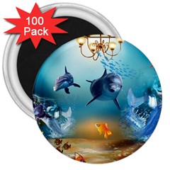 Dolphin Art Creation Natural Water 3  Magnets (100 Pack) by Sapixe