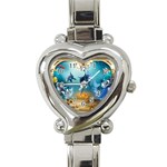 Dolphin Art Creation Natural Water Heart Italian Charm Watch Front