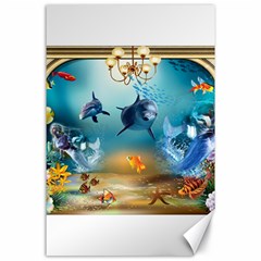 Dolphin Art Creation Natural Water Canvas 24  X 36  by Sapixe