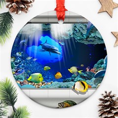 Dolphin Art Creation Natural Water Ornament (round) by Sapixe