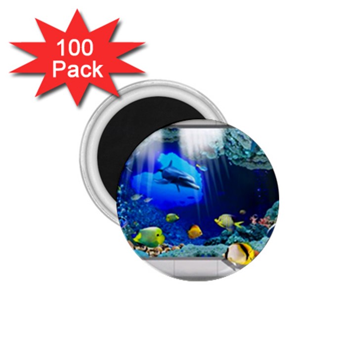 Dolphin Art Creation Natural Water 1.75  Magnets (100 pack) 