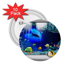 Dolphin Art Creation Natural Water 2 25  Buttons (10 Pack)  by Sapixe