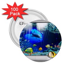 Dolphin Art Creation Natural Water 2 25  Buttons (100 Pack)  by Sapixe