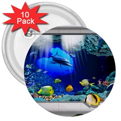 Dolphin Art Creation Natural Water 3  Buttons (10 Pack)  by Sapixe