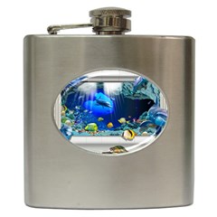 Dolphin Art Creation Natural Water Hip Flask (6 Oz) by Sapixe