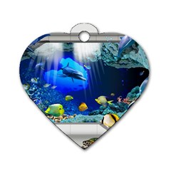 Dolphin Art Creation Natural Water Dog Tag Heart (one Side) by Sapixe