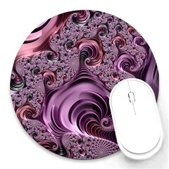 Purple Abstract Art Fractal Round Mousepads by Sapixe