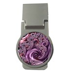 Purple Abstract Art Fractal Money Clips (Round)  Front