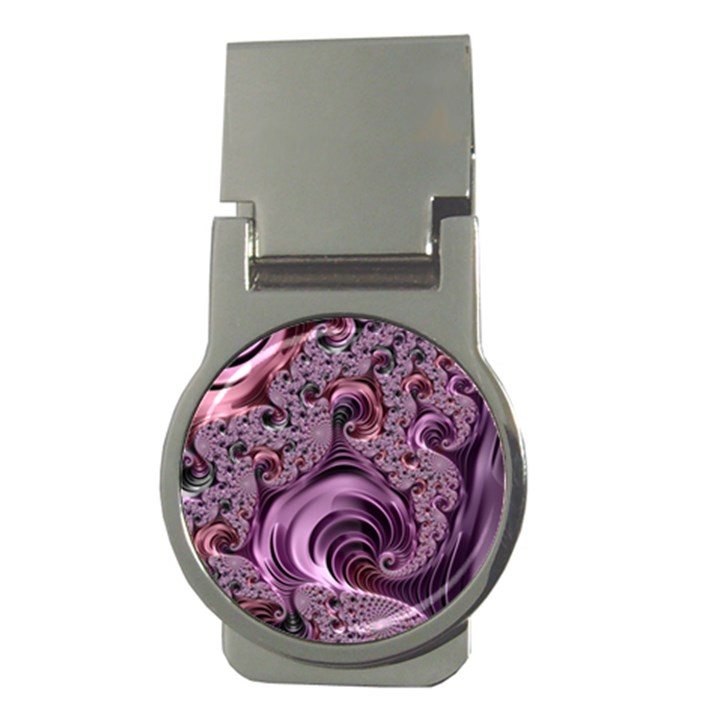 Purple Abstract Art Fractal Money Clips (Round) 