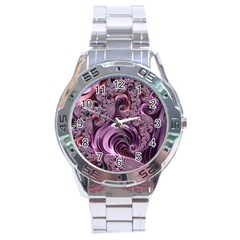 Purple Abstract Art Fractal Stainless Steel Analogue Watch by Sapixe