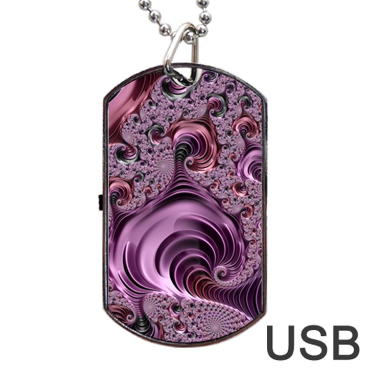 Purple Abstract Art Fractal Dog Tag USB Flash (One Side)