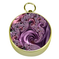 Purple Abstract Art Fractal Gold Compasses by Sapixe