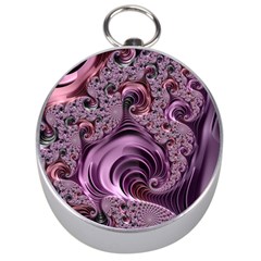 Purple Abstract Art Fractal Silver Compasses by Sapixe