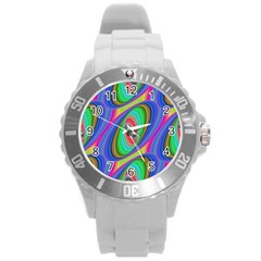 Ellipse Pattern Elliptical Fractal Round Plastic Sport Watch (l) by Sapixe