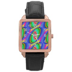 Ellipse Pattern Elliptical Fractal Rose Gold Leather Watch  by Sapixe