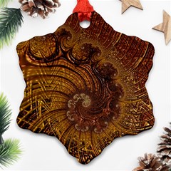 Copper Caramel Swirls Abstract Art Ornament (Snowflake)