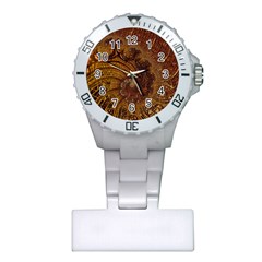 Copper Caramel Swirls Abstract Art Plastic Nurses Watch