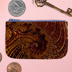 Copper Caramel Swirls Abstract Art Large Coin Purse by Sapixe