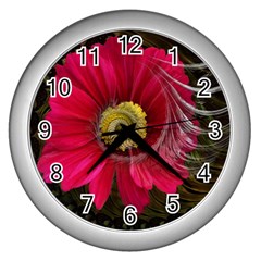 Fantasy Flower Fractal Blossom Wall Clocks (Silver) 