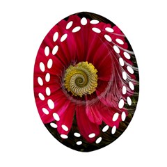 Fantasy Flower Fractal Blossom Oval Filigree Ornament (Two Sides)