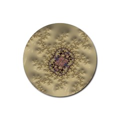 Fractal Art Colorful Pattern Rubber Coaster (round) 