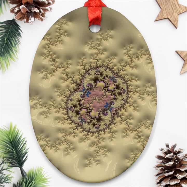 Fractal Art Colorful Pattern Oval Ornament (Two Sides)