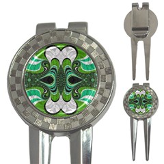 Fractal Art Green Pattern Design 3-in-1 Golf Divots by Sapixe