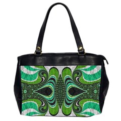 Fractal Art Green Pattern Design Office Handbags (2 Sides)  by Sapixe