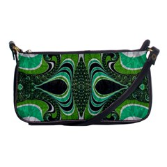 Fractal Art Green Pattern Design Shoulder Clutch Bags by Sapixe